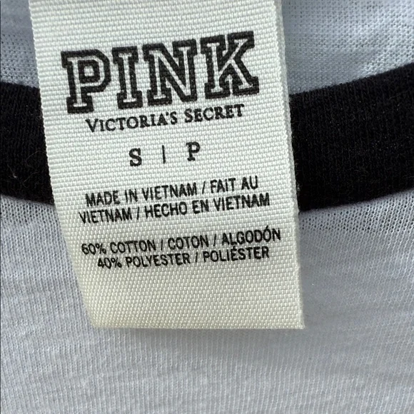 PINK Victoria's Secret dog White and Black Short Sleeve Tee - Picture 3 of 5